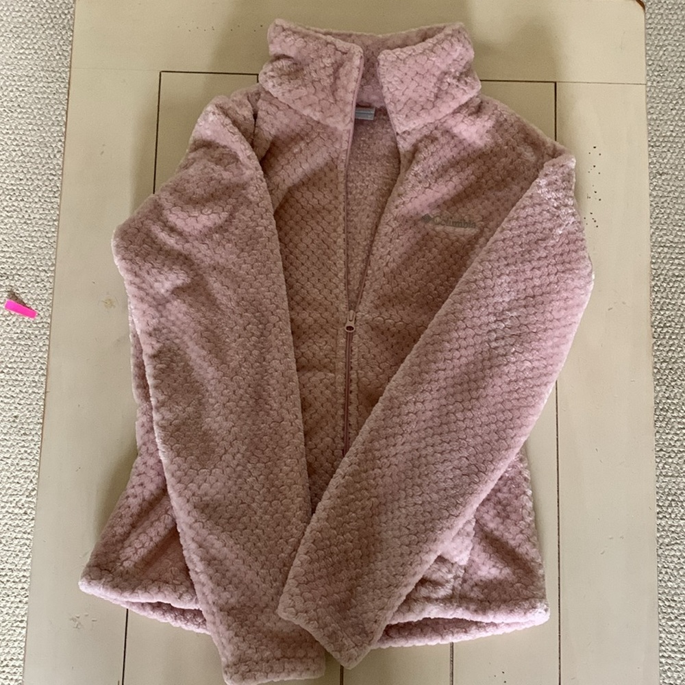 Columbia zip-front super soft fleece; pink textured material size M. - Picture 5 of 5